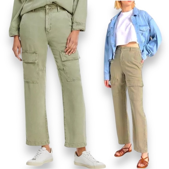 NWT AG Los Angeles Knoxx High Waist Cargo Straight Leg Pants Size 27